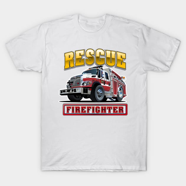 Cartoon Fire Truck T-Shirt by Mechanik